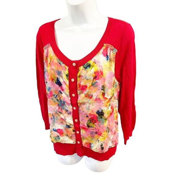 NWT Anthropologie HWR Watercolor Floral Cardigan Size Medium - Picture 3 of 11
